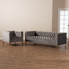 Baxton Studio Zanetta Gray Velvet Gold Finished 2-Piece Sofa and Lounge Chair Set 153-9689-8324